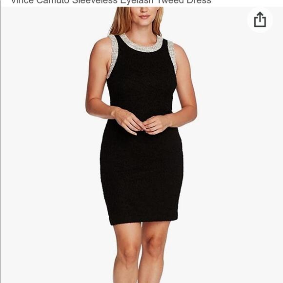 Vince Camuto Black Tweed Sleeveless Sheath‎ Dress Size 8 NWT - Picture 1 of 9